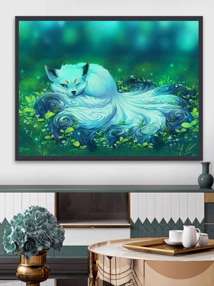 DIY Diamond Painting Animal Diamond Embroidery Round Fox Cross Stitch Set Home Decor Flowers Rhinestone Painting Gift