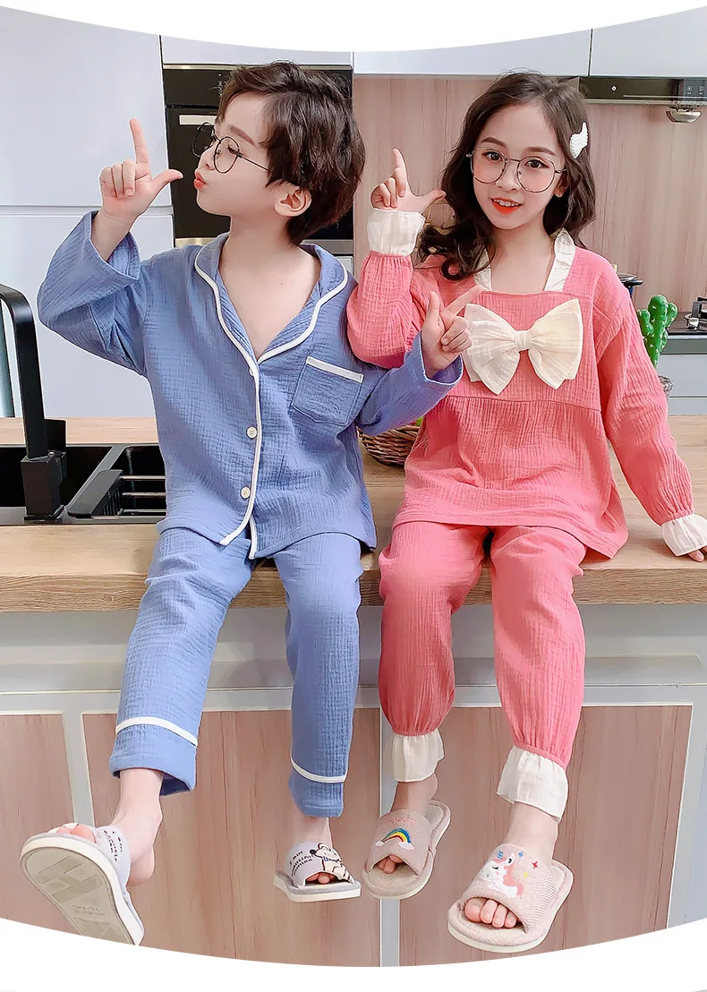 Sleepwear & Robes classic Kids Pajamas Spring Girls' Sleepwear Set Cotton Homewear Clothes Pure Cotton Cute Boys Girls Children's Home Clothes Set pajama sets baby boy