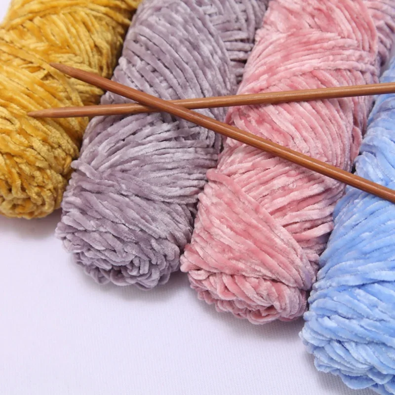 5PC 100g/Roll Velvet Yarn Polyester Blended Cotton Chenille Crochet Knitting Yarn Soft Yarn Thread Thick Scarf DIY Hand-Knitted 4