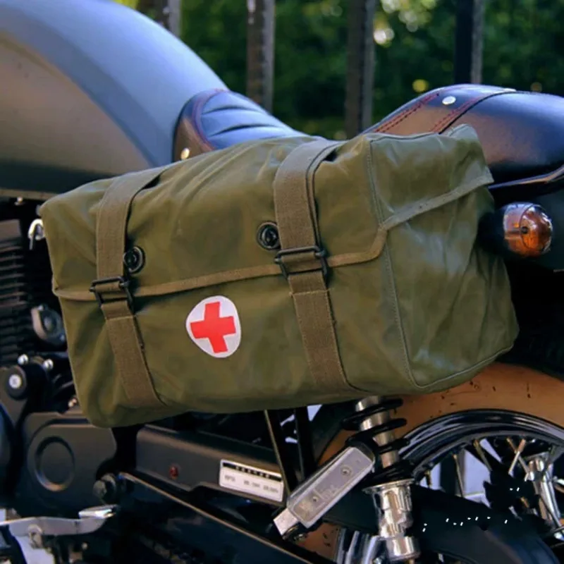 GENUINE ORIGINAL SURPLUS Made in 1970s CHINESE MILITARY GREEN WATERPROOF CAVALRY MEDICAL BAG MOTORCYCLE BIKE SIDE BODY BAG
