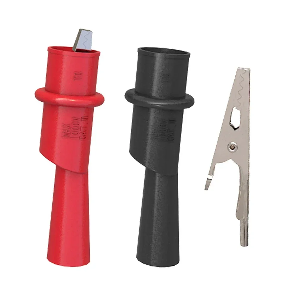 Multimeter Push On Clip Insulated Crocodile Clamp 2mm Multimeter Test Probes PVC Casing 4pcs for Electrical Connect