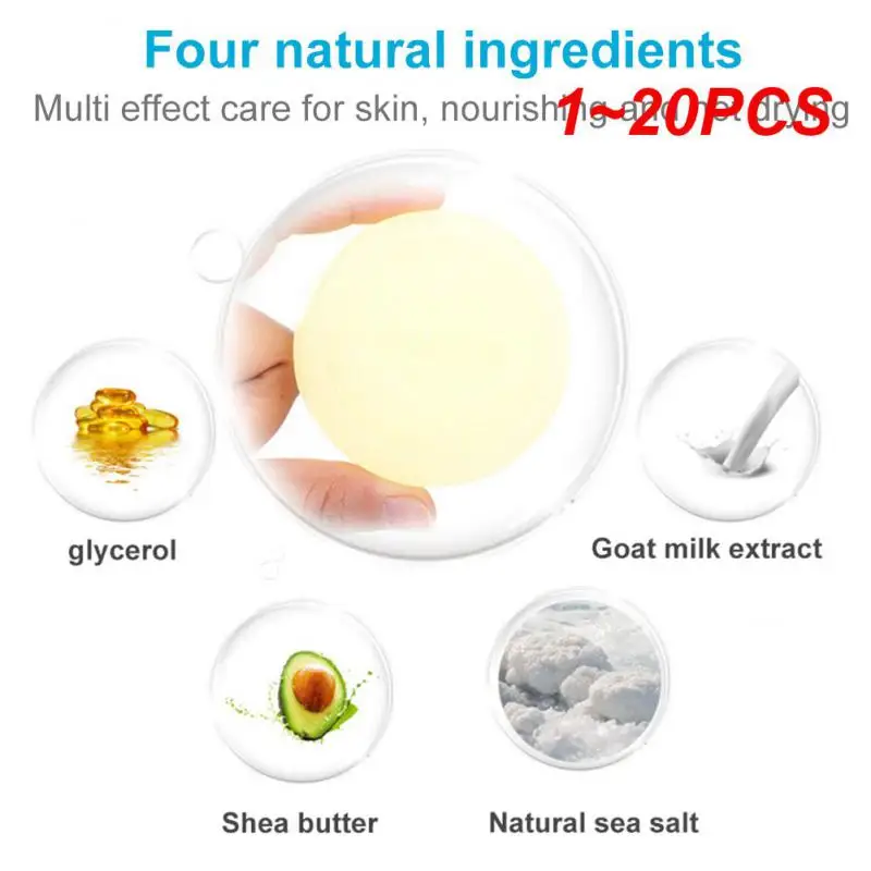 

1~20PCS Natural Rice Handmade Soap Face Cleansing Goat Milk Sea Salt Mite Removal Soap Moisturizer Whitening Brightening Body