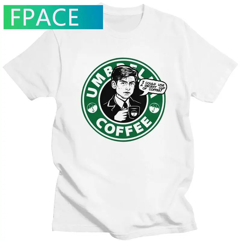 Ombrello Coffe T Shirt For Men Cotton Tshirt Urban Tee Tops Manica Corta The Umbrella Academy T-Shirt Abbigliamento Ampio