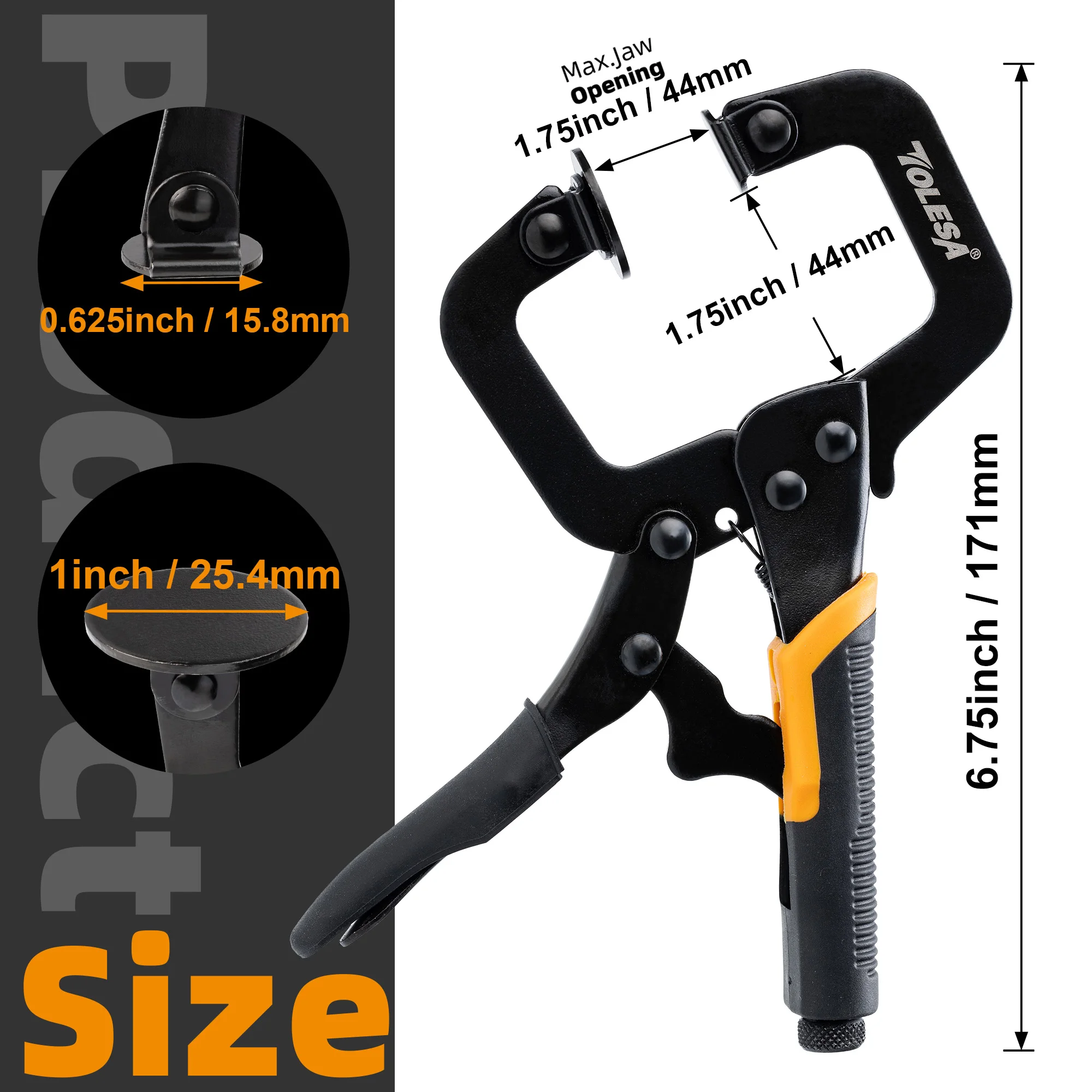 TOLESA 1Pc 6 Inch Pocket Hole Jig Clamp,Face Clamp With Swivel