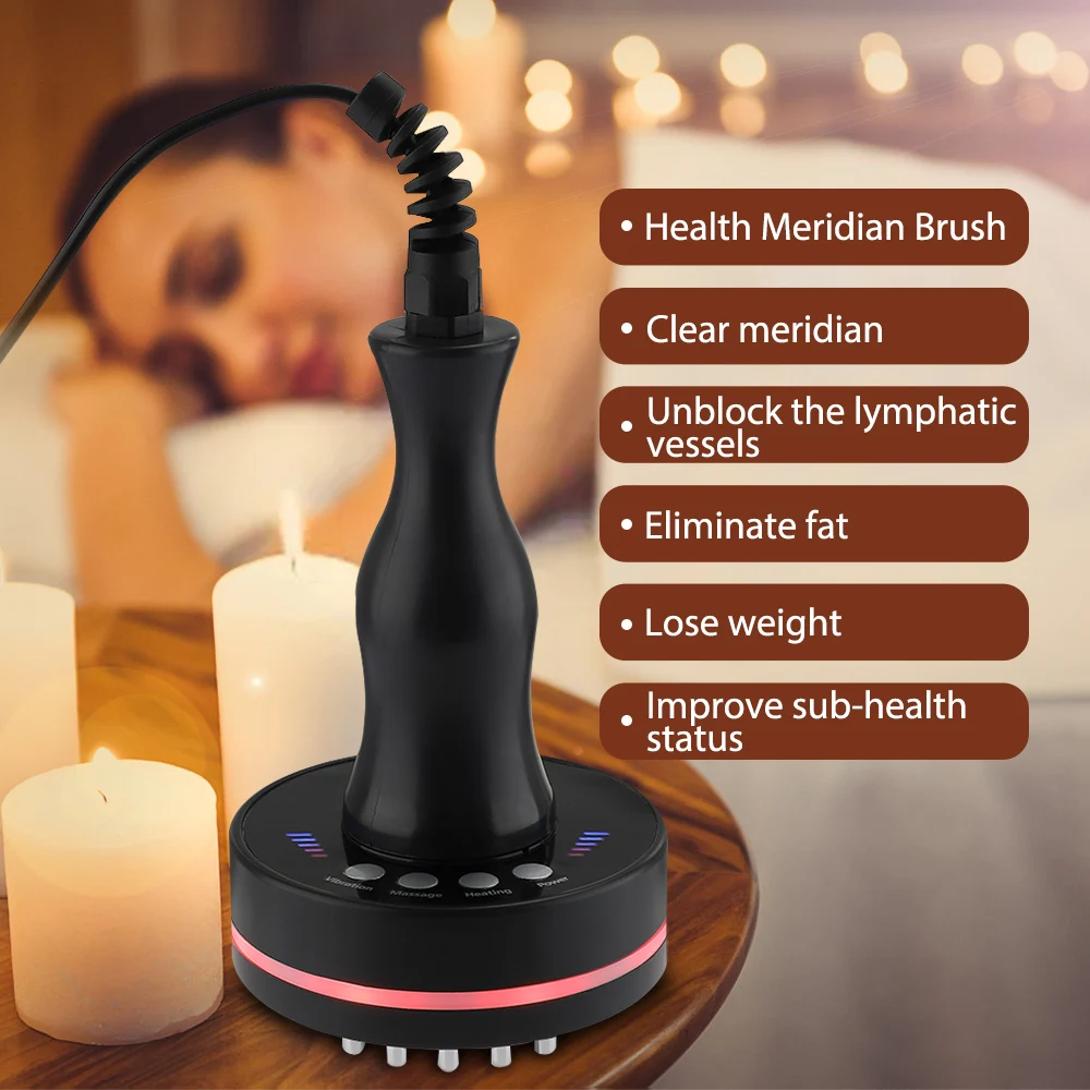 Electric Meridian Brush HeatingVibration Gua Sha Device Micro-current Electric Meridian Massage Brush for Full Body 2