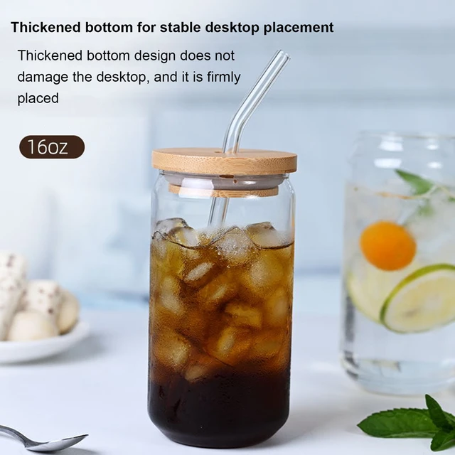 Iced Coffee Can With Lid and Straw Beer Can Glass Soda Can 