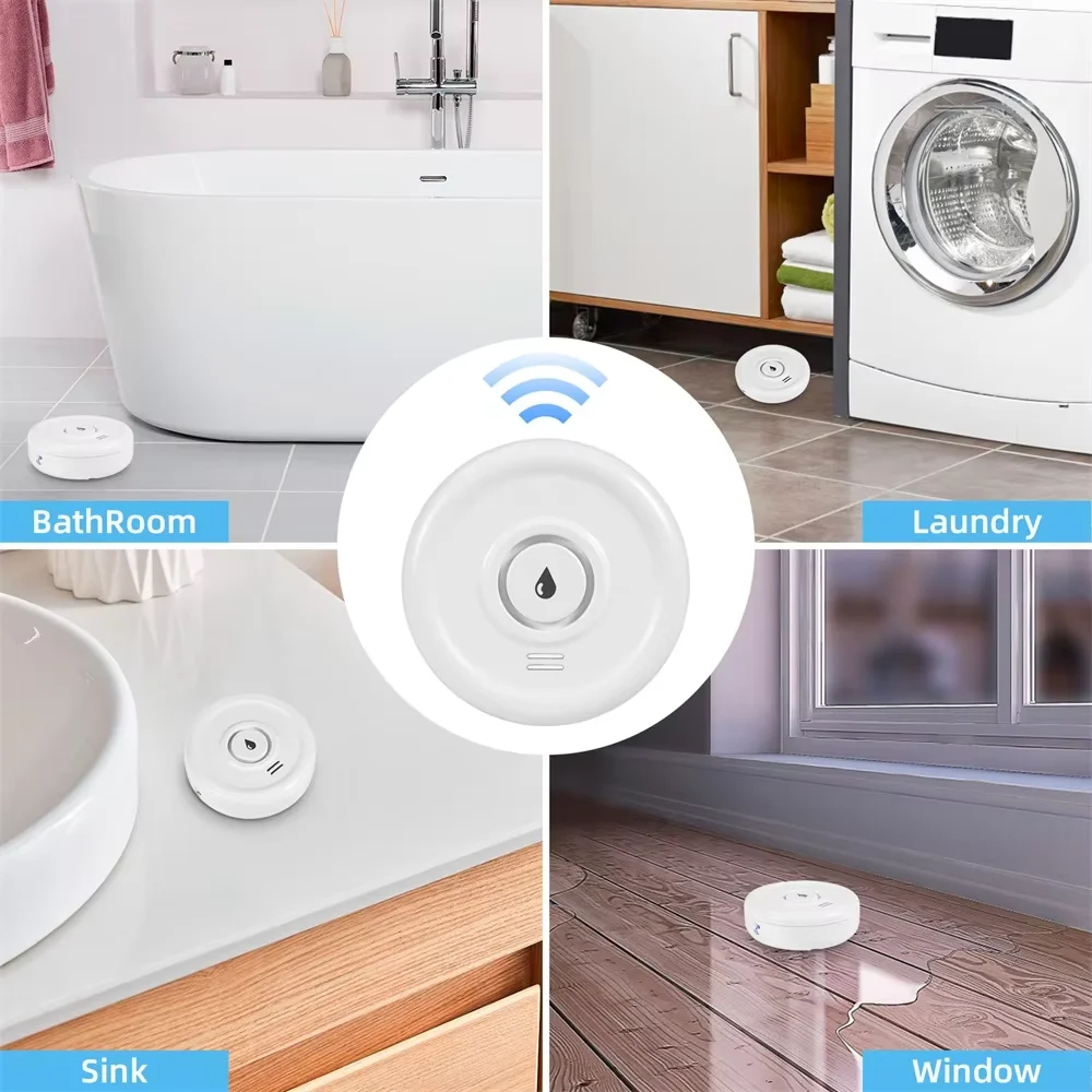 Tuya WiFi Flood Sensor Detector KERUI Tuya WiFi Flood Sensor Detector Loudly Sound Alarm Alert Water Leakage Sensor Detection Smart Life App Remote Monitoring