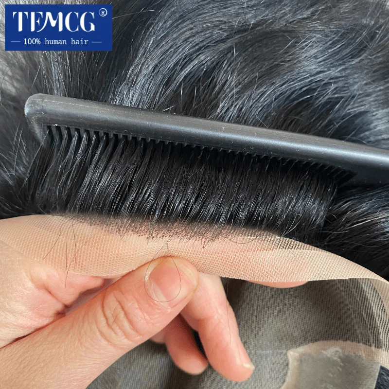 Q6 Male Hair Prosthesis Lace & Knotted PU Man Wig Replacement Systems Natural Human Hair Toupee Men,human hair toupee
