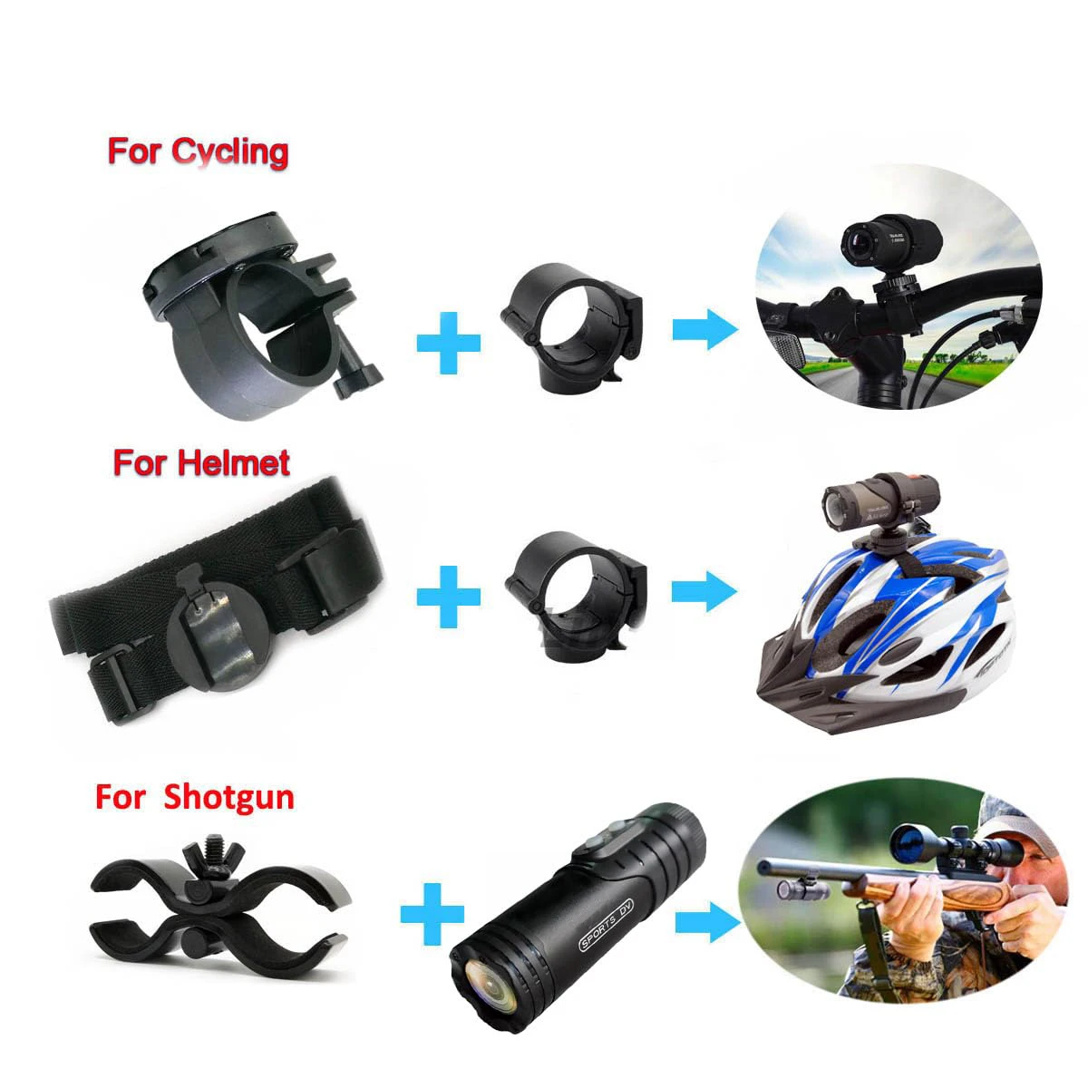 Outdoor 4K Shotgun Hunting Camera Anti Shake Sport DV WiFi Motorcycle Bike Helmet Camera Action Cam with Gun Mount Clip