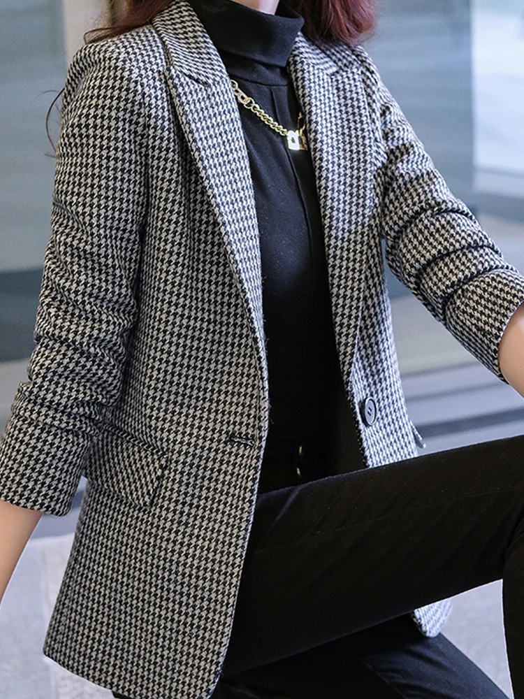 High-quality female Plaid Loose blazers Casual Women's Coats Fashion Outwear Jacket Office Lady