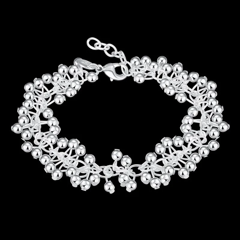 925 Sterling Silver Bracelets Charms Bead Chain Fashion Cute Nice Women Grapes Bracelet Wedding Jewelry - 2
