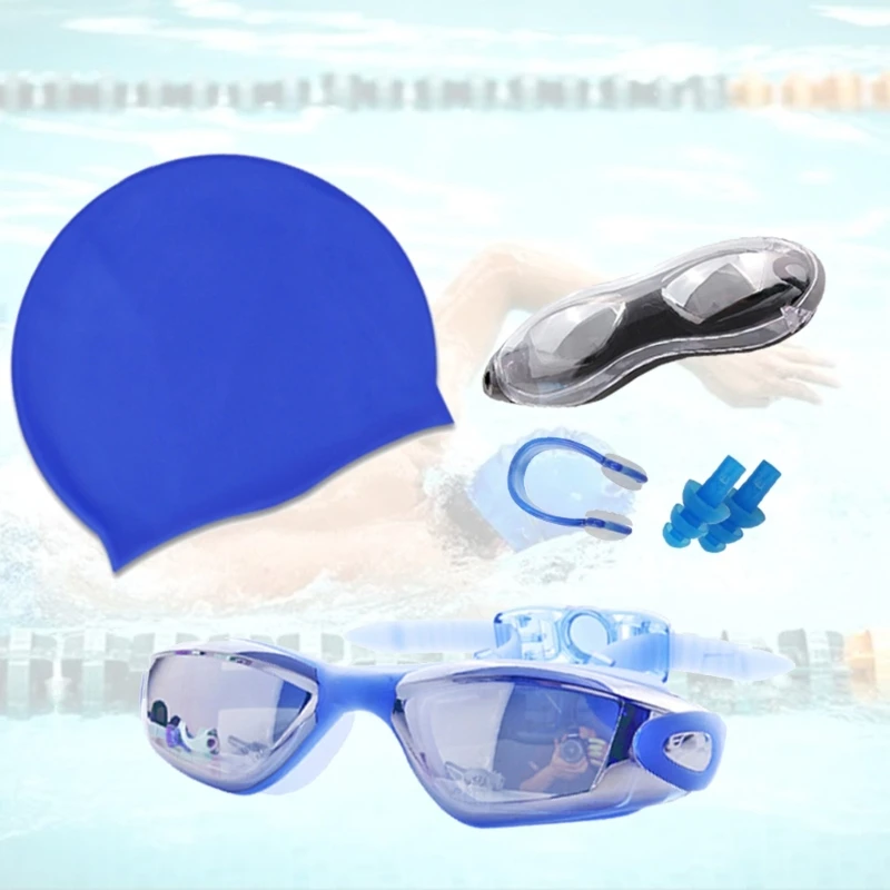 Gafas de natación,Gafas buceo antivaho sin fugas,Gafas de Buceo con Pinzas  para la Nariz, Tapones para los oídos y Caja para Gafas,gorro de natación,para  Hombres,Mujeres, Adultos y Adolescentes. : : Deportes y