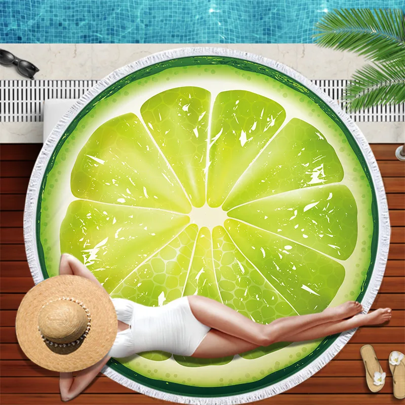 Oversized Round Beach Towel - Watermelon Slice Design, 59" Microfiber, Quick Dry & Sandproof - View #10