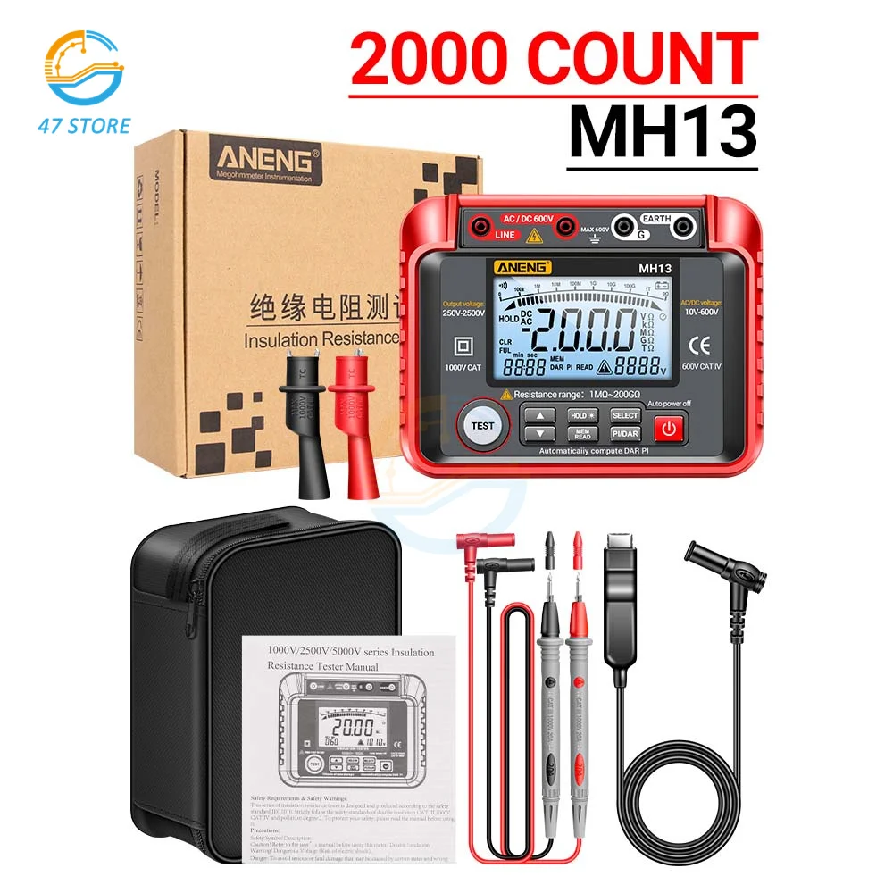 

ANENG MH13 500V High Voltage Digital Tester Digital Multimeter Megohmmeter Absolute 2500V Insulation Resistance Tester Tool