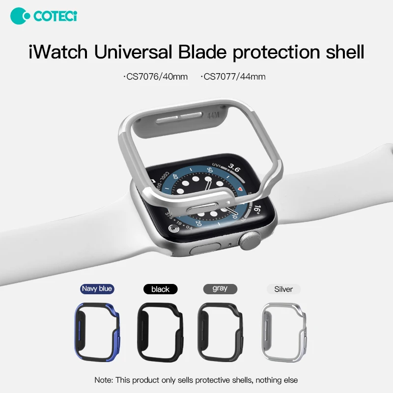 

Тонкий металлический чехол COTECI для часов Apple Watch, внешний диаметр 40 мм, 44 мм, мягкая прозрачная защитная пленка из ТПУ для iWatch
