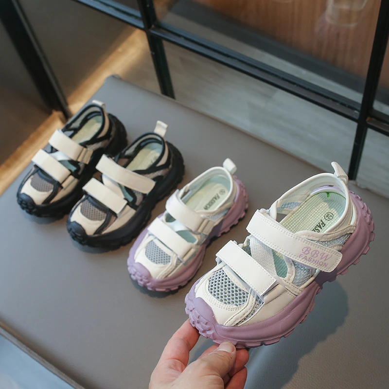 남녀공용 통기성 스포츠 신발, 미끄럼 방지 운동화, 어린이 캐주얼 신발, 할로우..