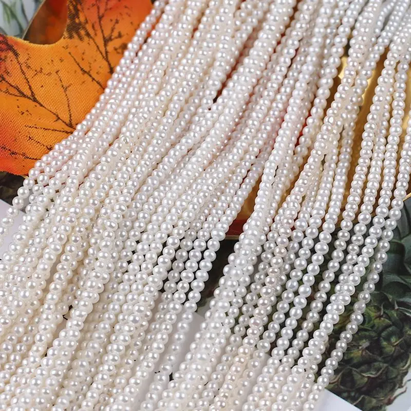 

2-2.5mm Round Natural Freshwater Pearl Beaded DIY Materials Strand of High Quality Beads Necklace Bracelet Jewelry Accessories