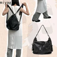Miyagawa 2023 Spicy Girl Backpacks Vintage Soft Leather Large Capacity Multiple Backing Functions Adjustable Shoulder Tote Bag 1