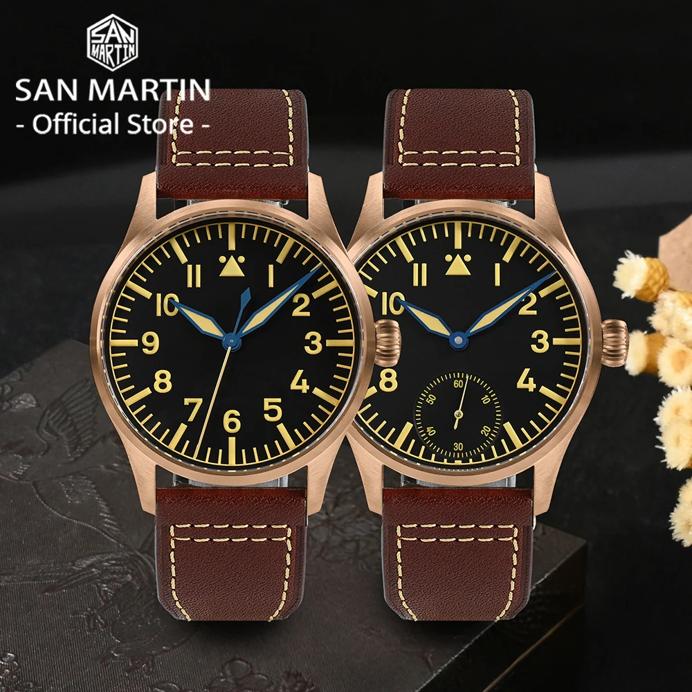 San Martin 41mm Cusn8 Bronze Pilot Watch NH35 Automatic ST3621
