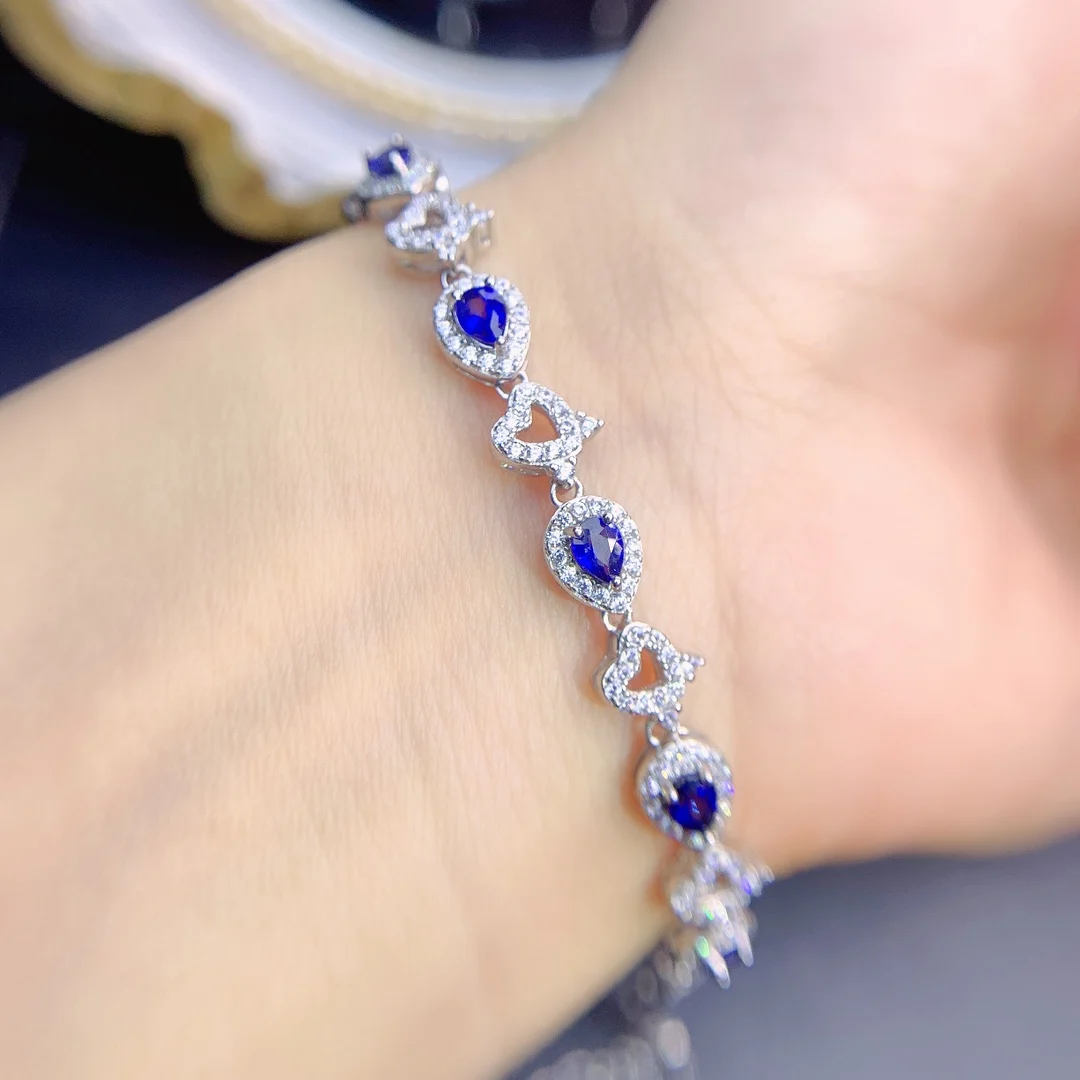 

【M&T】2022 Natural Sapphire bracelet Sterling silver 925 Classic luxury ladies' bracelet party gift