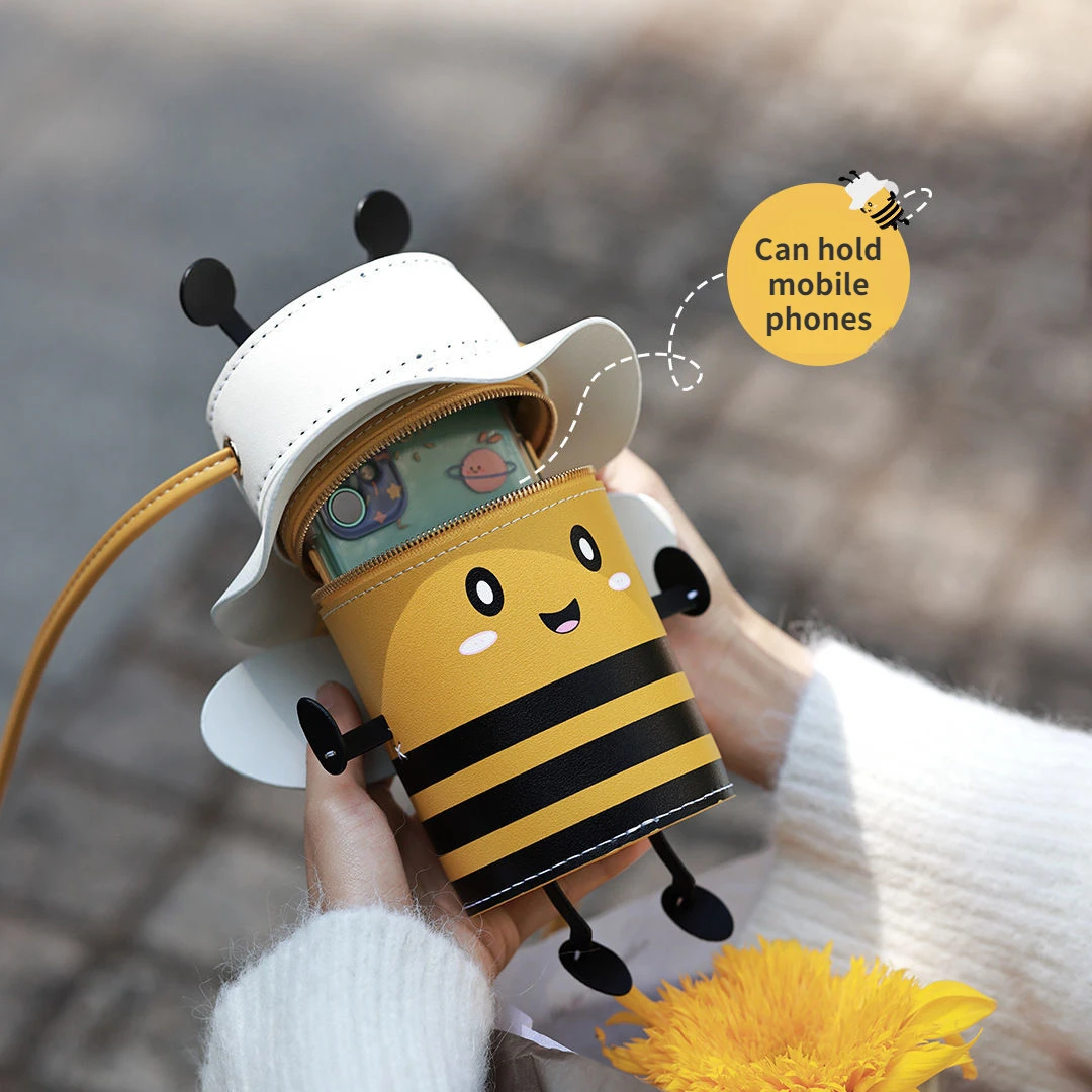 Handwoven DIY Material Bag Little Bee Homemade Bucket Bag Cute One Shoulder Oblique Straddle Gift for High Beauty Girls