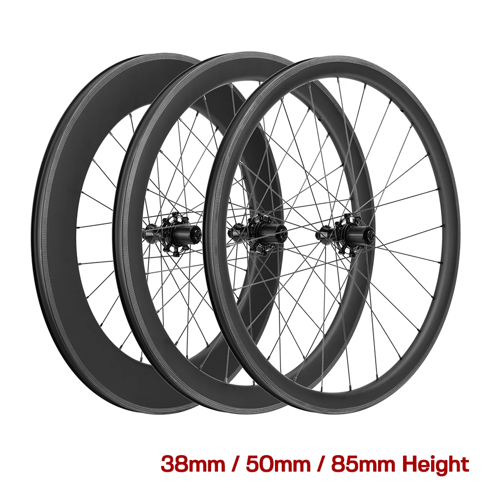 

700C Road Bicycle Wheels Full Carbon Fiber Rim 38/50/85mm AERO Quick Release Sealed Bearing Racing Bike Wheelsets 28"