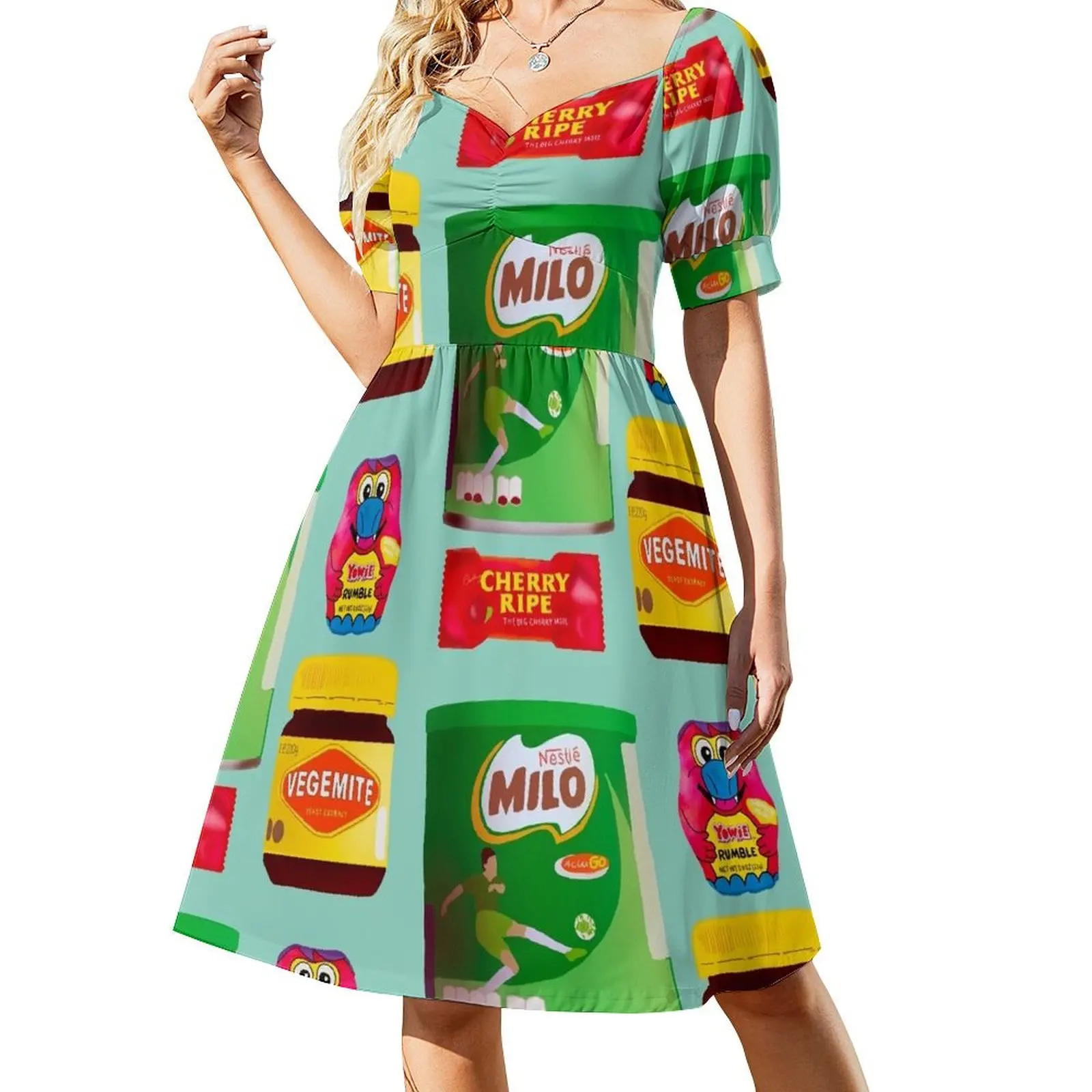 thumbnail image 1 of Vestido de fiesta de manga corta con aperitivos australianos para mujer, vestido de vendaje., 1 of 7