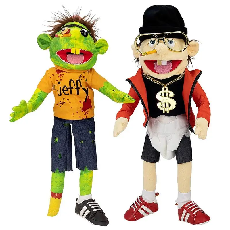 Large Jeffy Puppet Plush Toy Game Singer Rapper Zombie Hand Muppet Plushie Doll Parent-child Family Puppet Gifts for Fans Girls dropshipping 6pcs baby kid plush cloth play game learn story family finger puppets toys