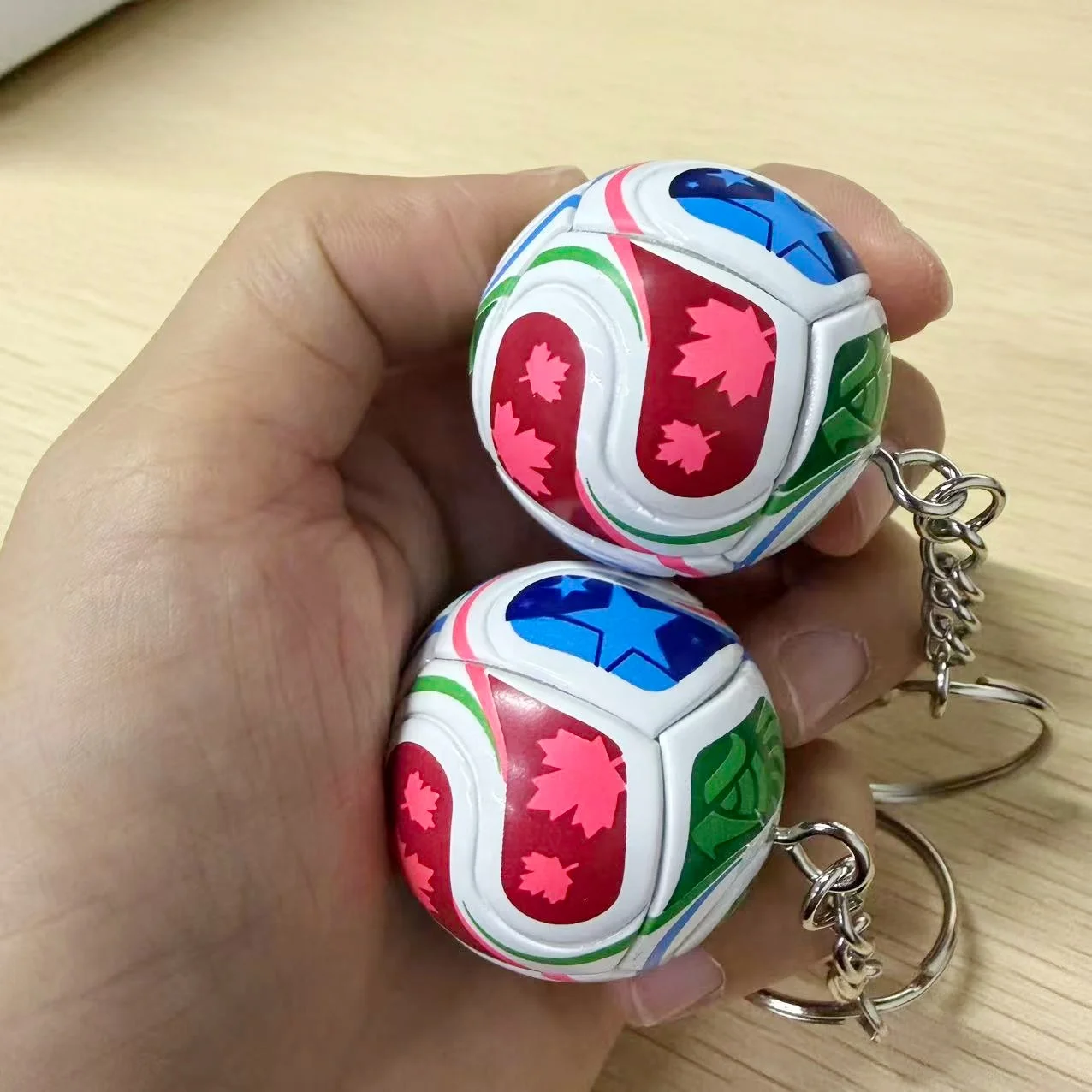 PU Leather 3D Football Souvenir Key Chain Men Women Soccer Fans Keychain Bag Pendant KeyRing Boyfriend Gift Accessories 2026 1PC
