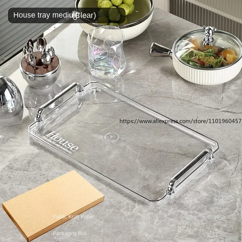 Luxury Creative Rectangle Storage Trays Home Decor Geometric Art Table Ornaments Kitchen Accessories Plastic Crafts Tea Trays 6