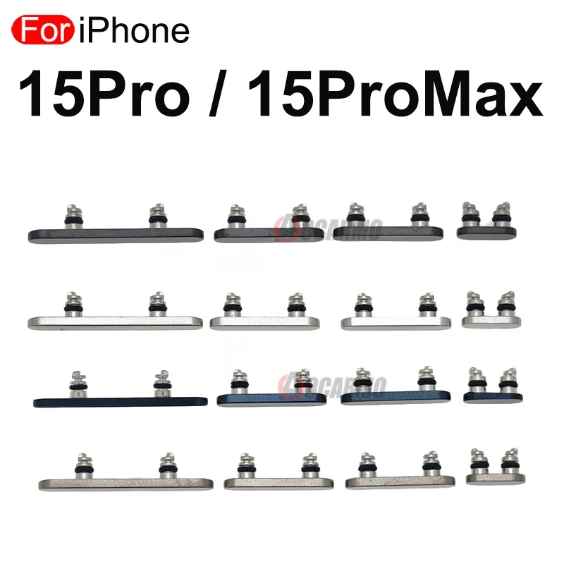 Aocarmo For Apple iPhone 15 Pro Max 15Pro 15PM 전원 켜기 끄기 볼륨 버튼 음소거 키 교체 부품 전체 세트