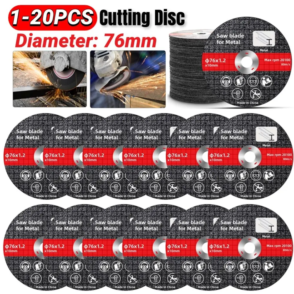 

1-20PC 76mm Saw Blade Metal Cutting Discs Sanding Grinding Cut Off Circle Wheels Blades Discs Electric Angle Grinder Accessories