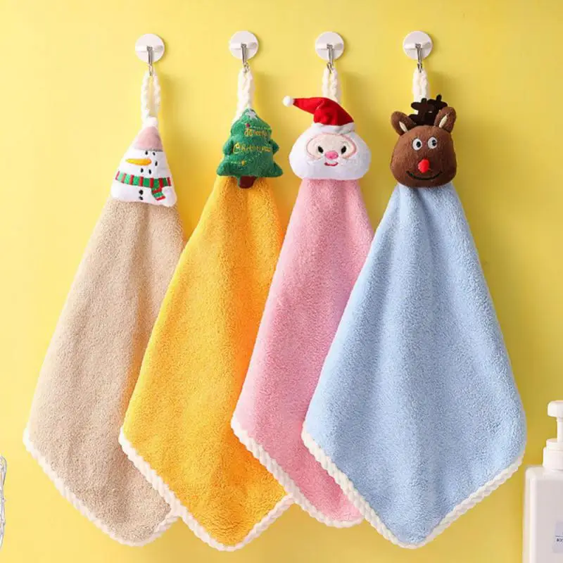 New Navidad Xmas Hand Towel Christmas Decor Red Santa Claus Home Bathroom Washing Hand Towel Cloth