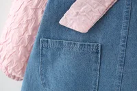 Newborn baby Girls Spring fall clothes Outfits Bow Denim Dress costume for toddler baby Girl cloth 1 year Birthday Dresses dress 5