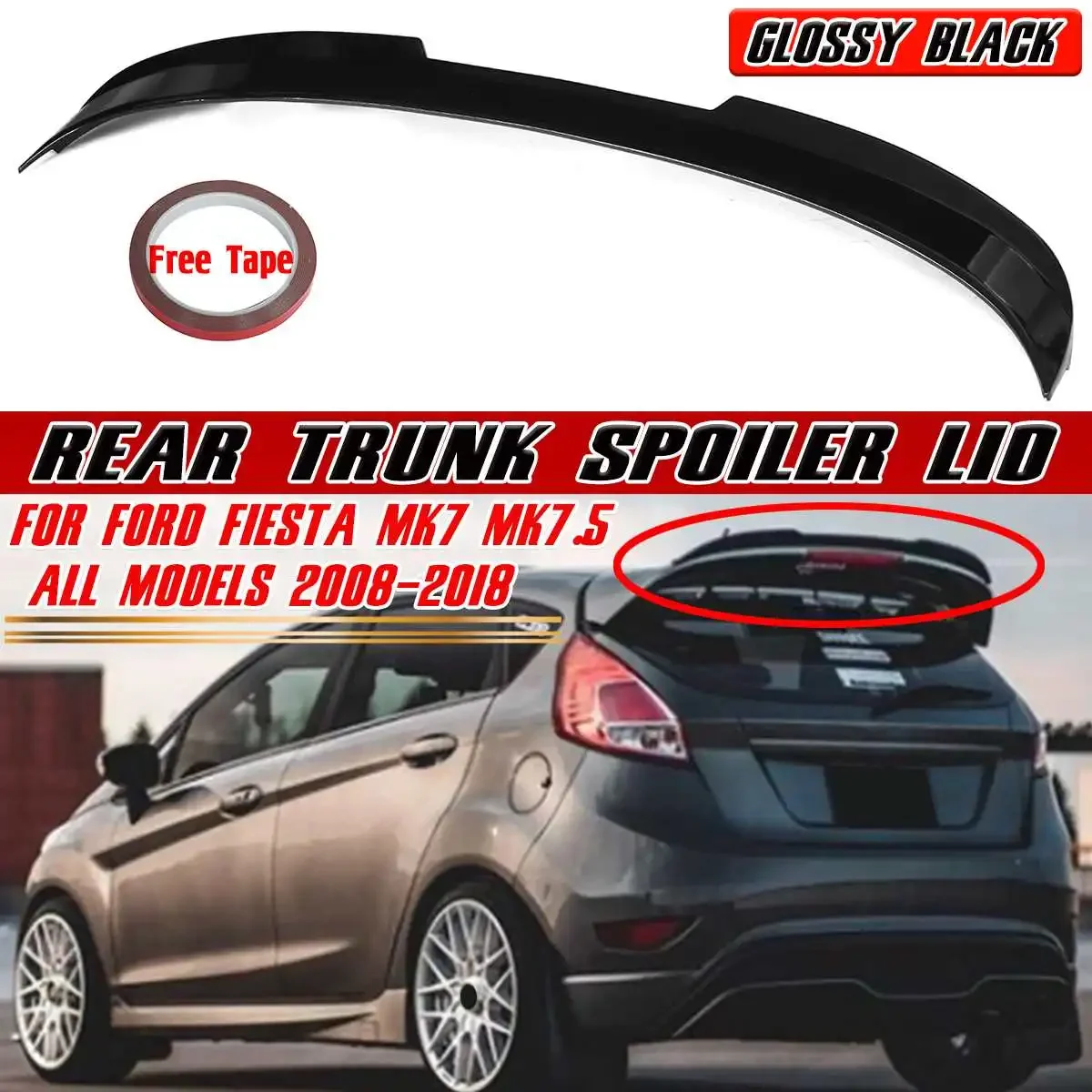 Di Alta Qualità Car Rear Trunk Boot Lip Wing Lip Spoiler Posteriore Per Ford Fiesta Mk7 Mk7.5 2008-2018 Kit Corpo Spoiler Ala Posteriore