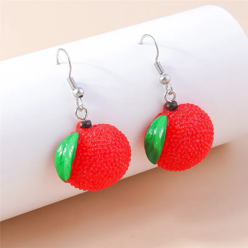 Aihua Neue Mode Früchte Ohrringe für Frauen Cartoon Harz Apfel Erdbeere Wassermelone Traube Ohrringe Lustige Geschenke – Detail 6