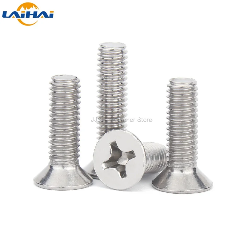 

10/50 M2 M2.5 M3 M3.5 M4 M5 M6 M8 A2-70 304 Stainless steel GB819 Cross Phillips Flat Countersunk Head Screw Bolt Length 3-100mm