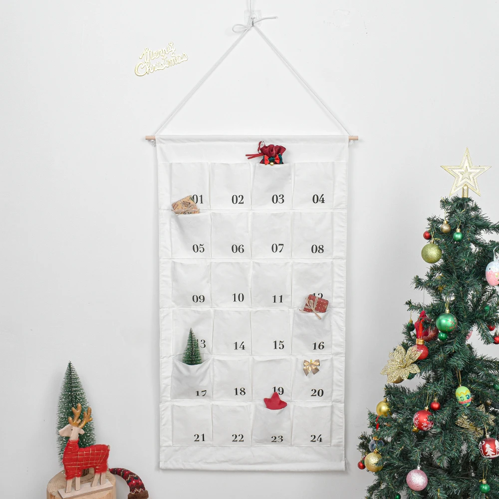 High Quality Christmas Advent Calendar Xmas Advent Countdown 24 Pockets Hanging  Wall Candies Biscuits Gift Pocket Decoration - AliExpress