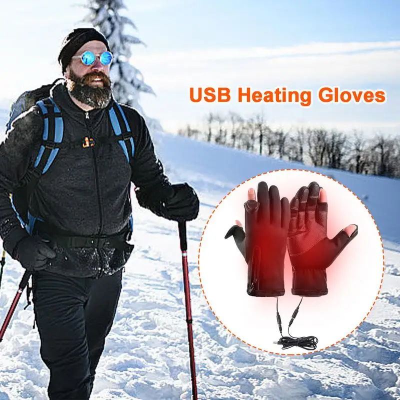 USB Heated Electric Gloves Full Finger Workout Gloves Winter Touchscreen Gloves Winter Windproof Waterproof Warm Gloves 5