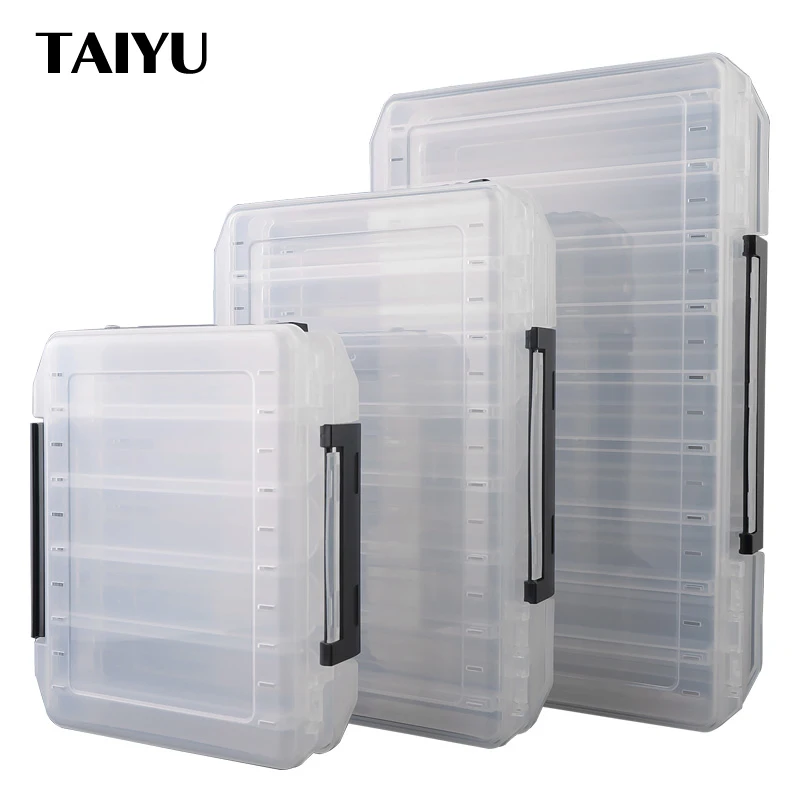 TAIYU 10/14/18 Compartment Double Sided Large Fishing Tackle Box for Storage Big baits Sea Fishing Lure High Quality Fishing Box