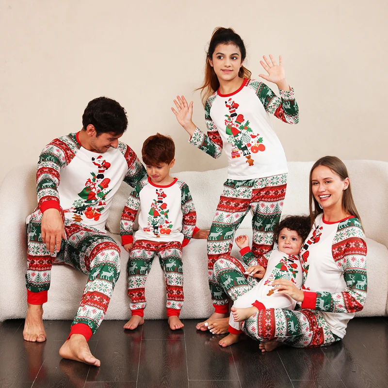 

Family Pajamas Set Christmas Cartoon Santa Print Mother Father Kids Matching Clothes Baby Romper Xmas Family New Year Clothing