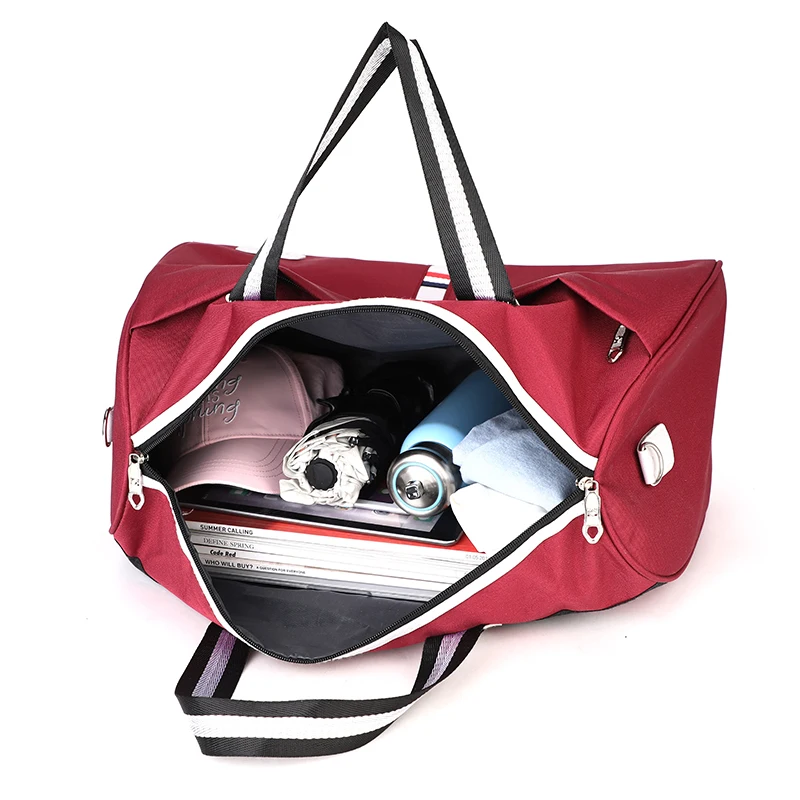 Large Capacity Women Travel Bag Waterproof Stripe Weekend Overnight Duffle Bag Luggage Packing Cubes
