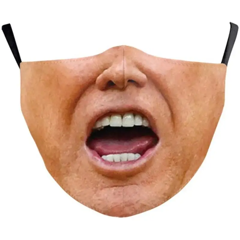 Adults Comical Printed Cotton Blend Face Masks - Fashionable Facial Expressions