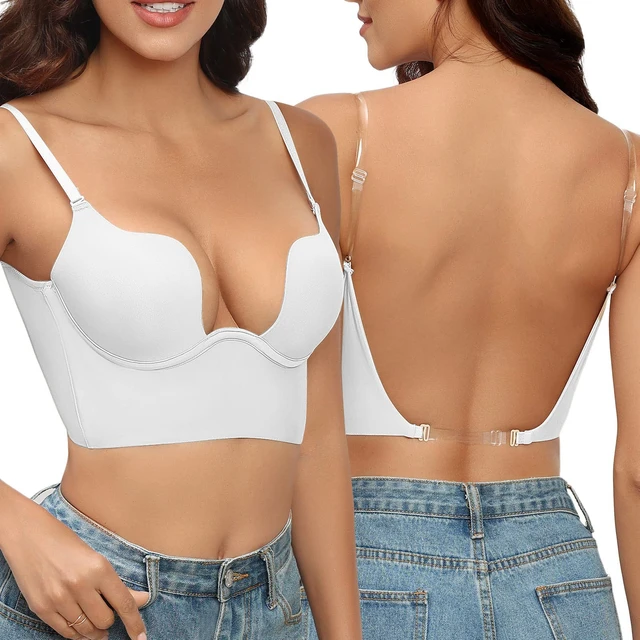 Women Low Cut Sexy Bra Ladies Push Up Bra Backless Invisible