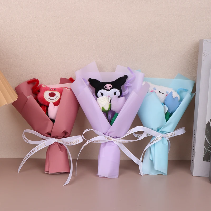 

Плюшевая кукла Sanrio, букет цветов куромита, мелодия, коричная Лотта, кукла, букет вечных цветов, подарок любимой девушке на День святого Валентина