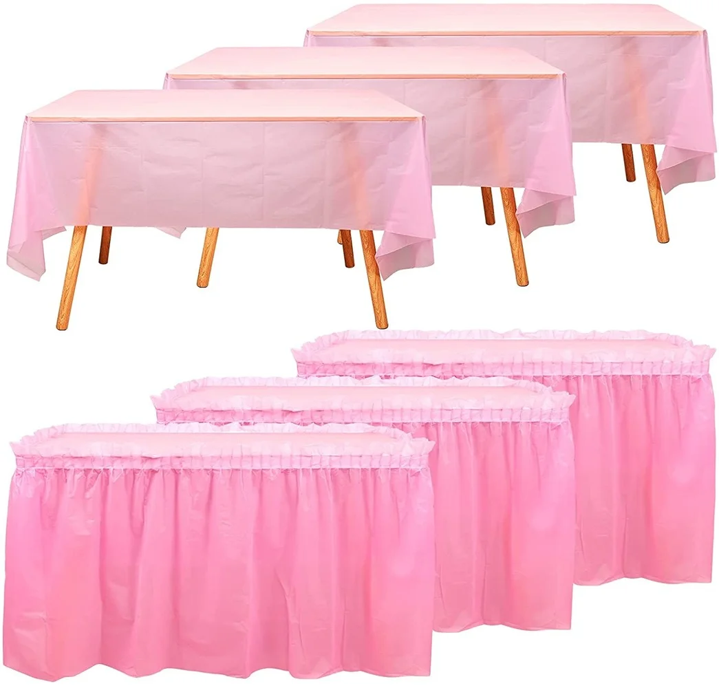 Plastic Tablecloth + Table Skirts Disposable PEVA Table Cloth Cover