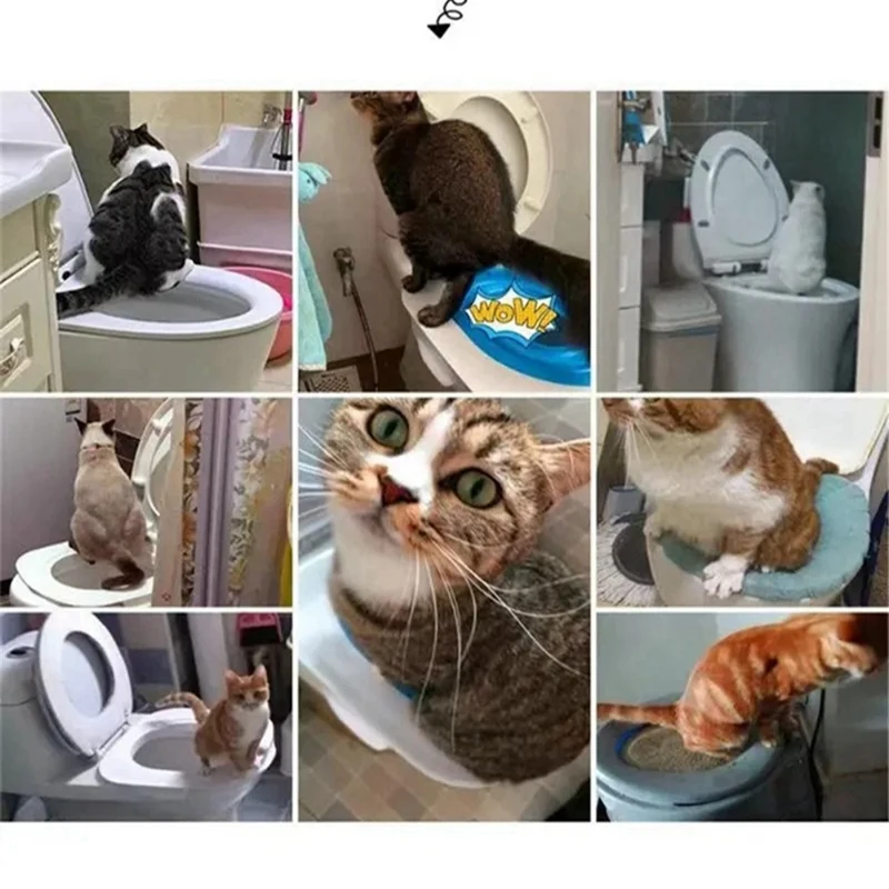 플라스틱 고양이 변기 훈련 키트, 재사용 가능한 강아지 고양이 쓰레기 매트, 고양이 변기 트레이너, 변기 애완 동물 청소 훈련