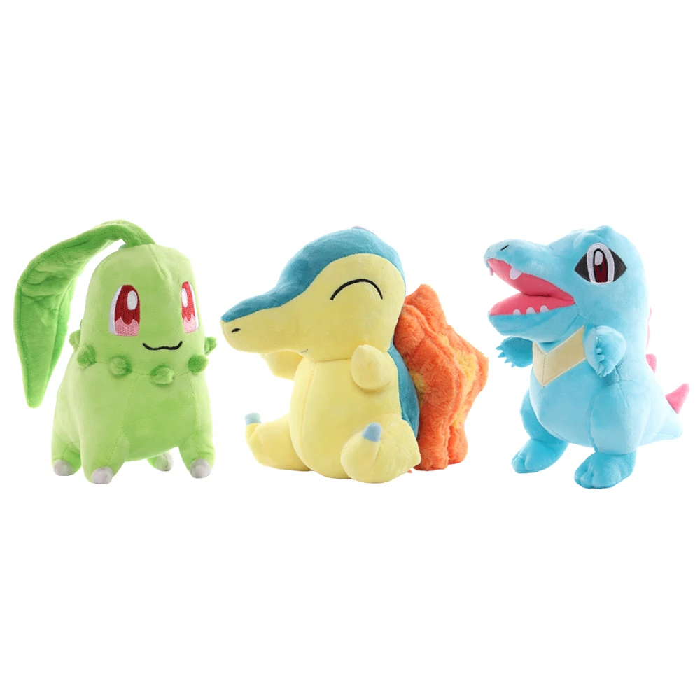 Pokemon Anime Pikachu Cyndaquil Chikorita Totodile Kawaii Plüschtier Stoffpuppe Weihnachten Halloween Geschenke für Kinder