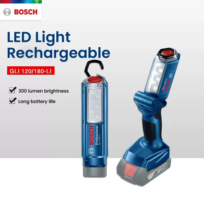 Bosch GLI 180 Rechargeable LED Light New Portable Work Lanterna Hanging Lamp  Camping Torch for Car Repair Grill and Outdoor Use - AliExpress
