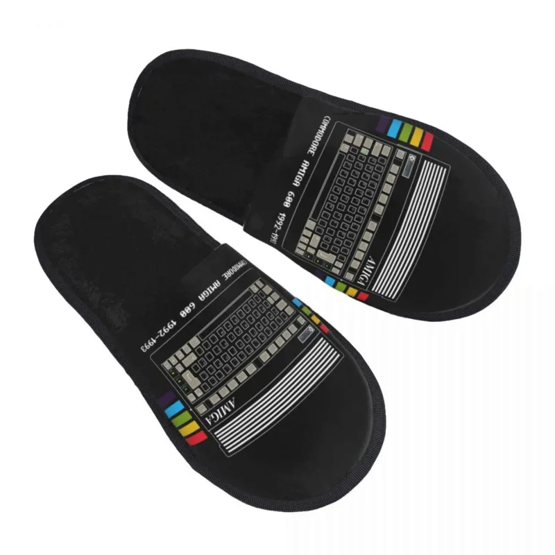 

Custom Commodore Amiga 600 Memory Foam Slippers Women Comfy Warm C64 Amiga Computer House Slippers